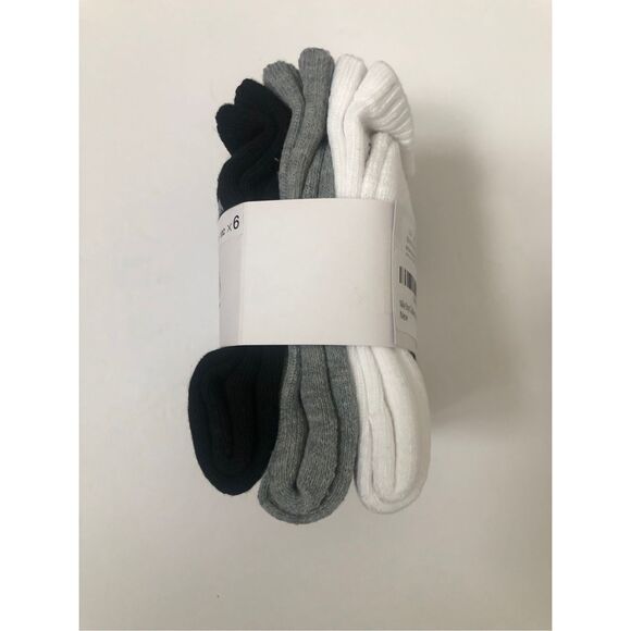 Nike Boys Cushioned Crew Socks 6 Pack (Grey/White/Black) size 7C-10C - Picture 2 of 6